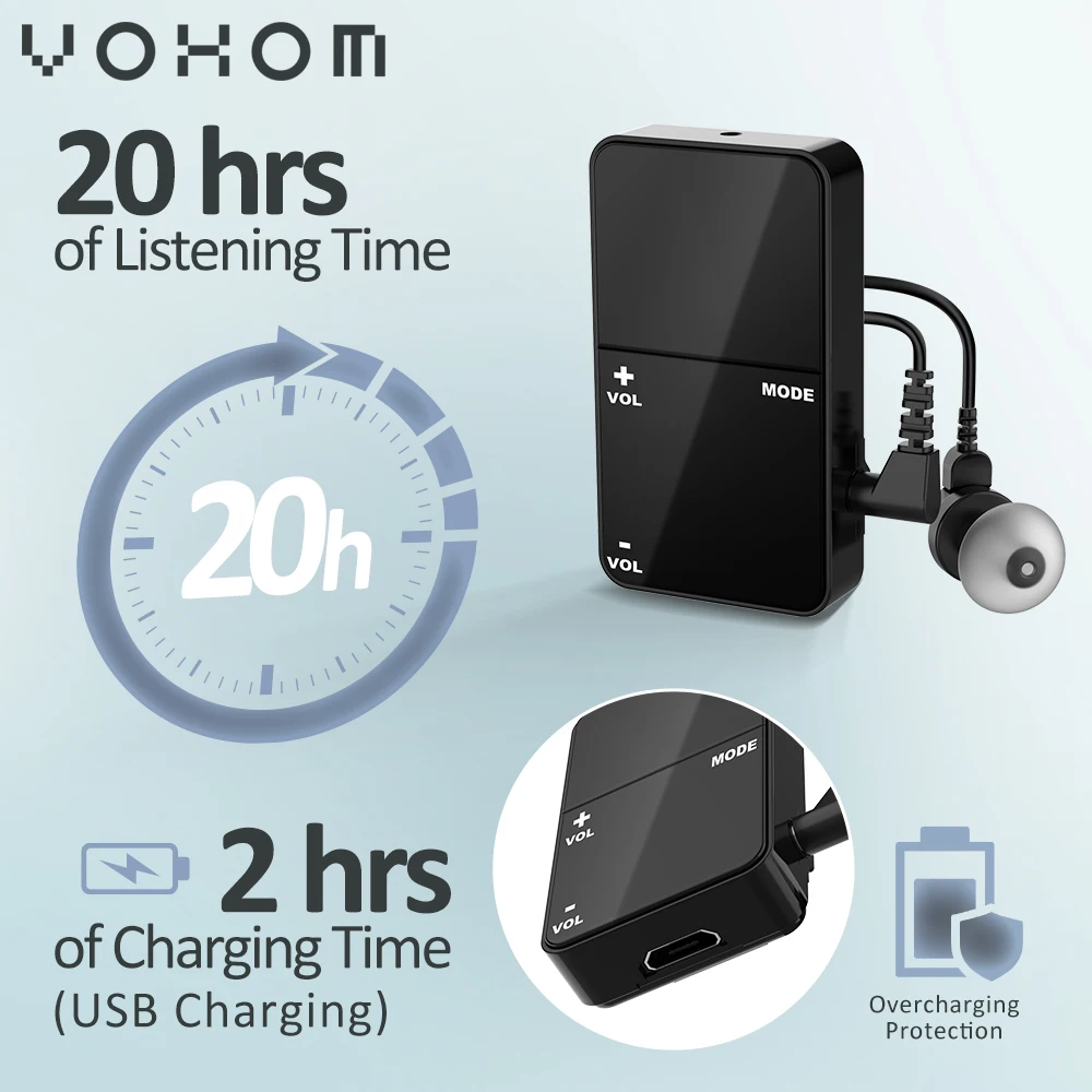 VOHOM portable pocket hearing aid for hearing loss china good price MINI hearing amplifier