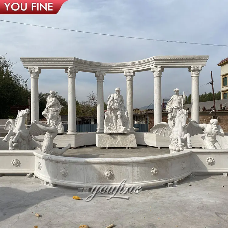Outdoor Garden Hand Carved Large Marble Trevi Fountain
