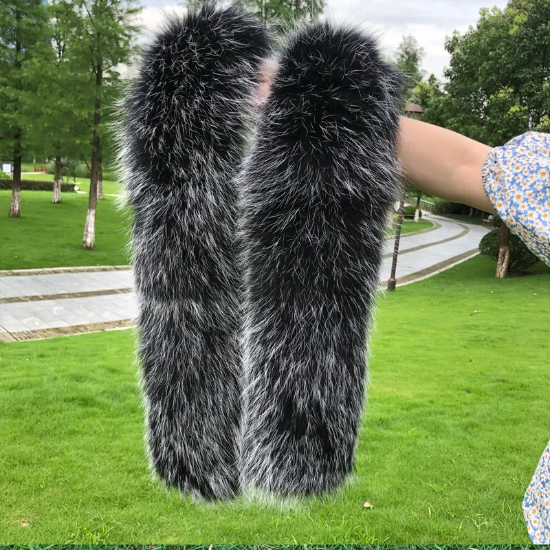 
Real Raccoon Fur Women Scarves Winter Coat Female Neck Long Warm Genuine 100% Natural Jacket Fur Collar 