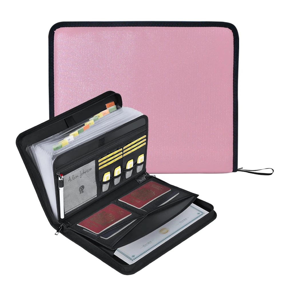 Home Office Supplies Factory Wholesale Travel Safe Storage With Zipper Office Waterproof Fireproof Expandable File Folder
