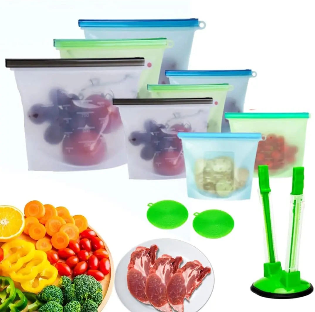 Reusable Airtight Seal Food Storage Container Freezer Leak-Proof Silicone Food Bags