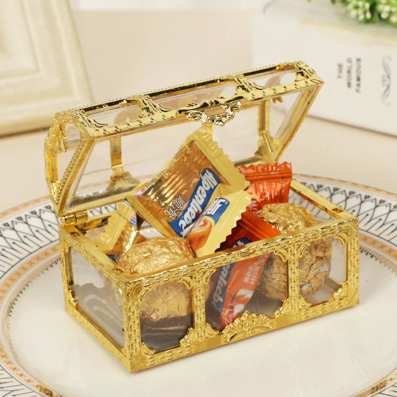 Creative Retro Chocolate Box Treasure Box Wedding Candy Transparent Plastic Candy Box for Guest