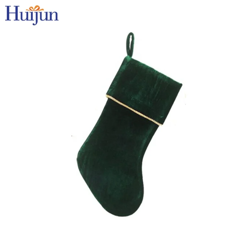 
New Design Traditional Red Green Blue Luxury Velvet Christmas Stocking With Gold Trim 