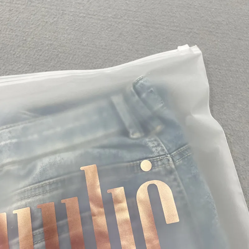 Recyclable Customized Printed Logo Slider Frosted Packing Zip Bags, Resealable Clean Ziplock Plastic Bags For Packaging Clothes
