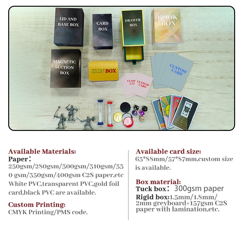 Cheapest Board Game Makers Custom Game Board Card Decks with Dice& timer