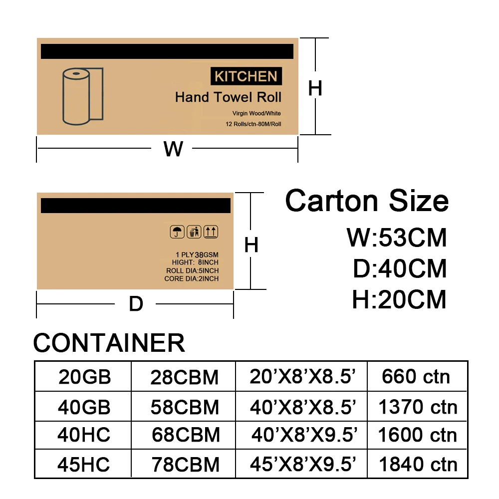 100% Virgin Wood Pulp Paper Towel Manufacturer 38GSM 600G Hand Towel Roll Commercial Paper Towel Roll