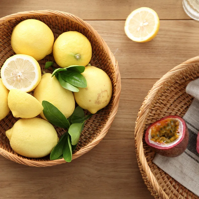 Lnasidel Rattan Woven Wicker Picnic Fruit Shopping Basket  Homm Chaussur Home Storage Baskets