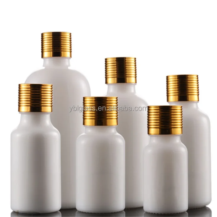 ess oil dropper glass bottle 18mm white glossy 30ml 50ml 100ml serum pipette metal gold silver pink cap