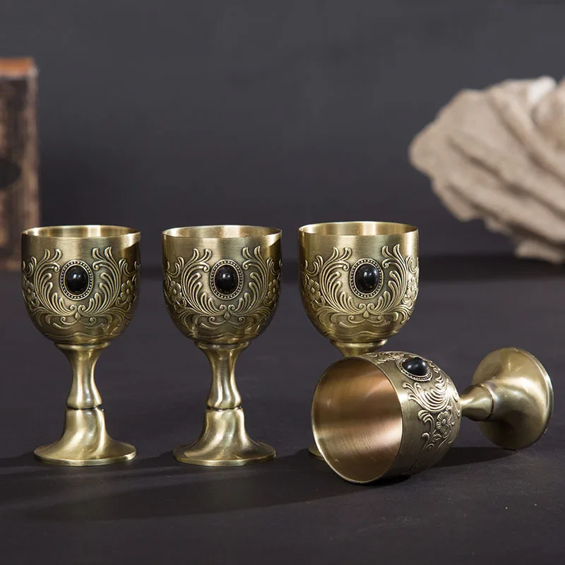 Wine set metal suit ancient white wine glass court retro Russian hip flask gift box wine splitter