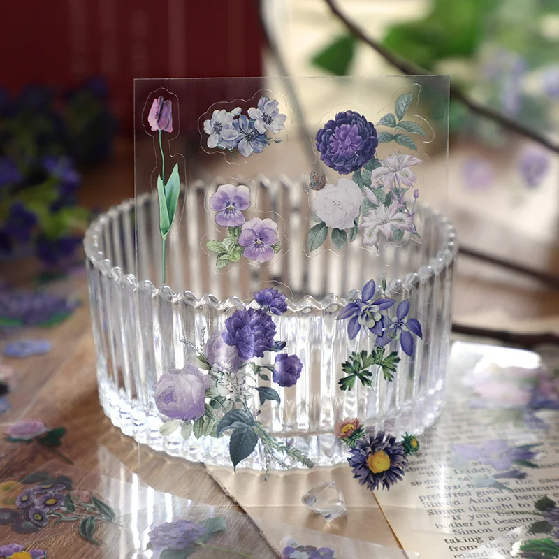 10pcs Romantic Art PET Stickers Ins Wind Plant Journal Decoration Material Cute Scrapbook Stickers Stationery Accessories Kawaii