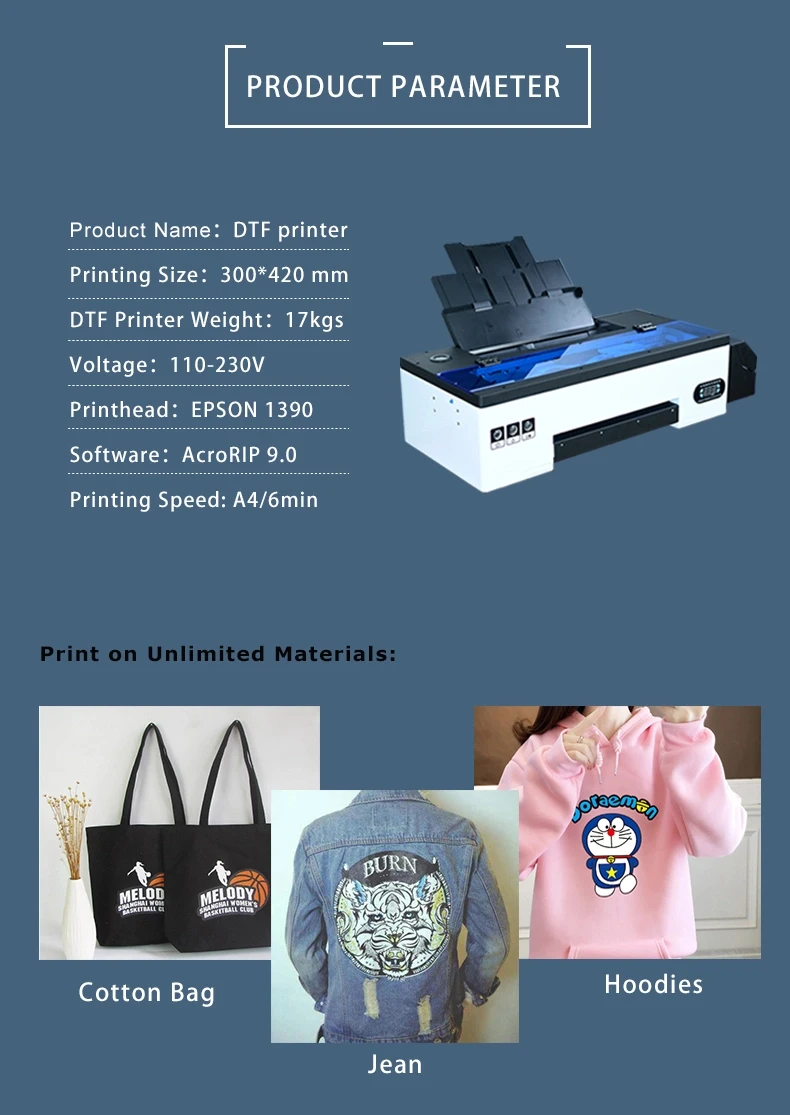 Best Price dtf transfers designs ready to press A3 Impresora Dtf XP600 Printing Machine for christmas transfers shirts