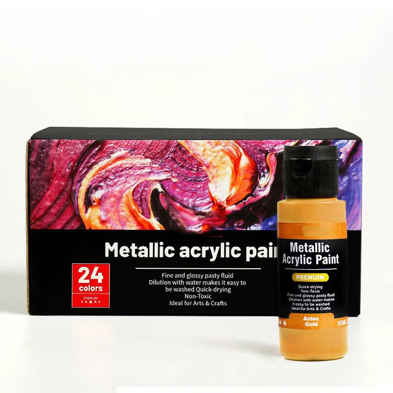 LISI 60 ML Rich Pigments Paint Metallic Shining Acrylic Paint Kit For Canvas, Rocks, Wood, Fabric, Ceramic