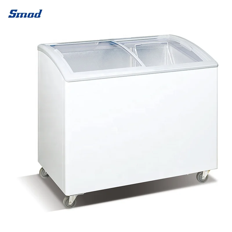 160L 110V60HZ Curved Glass Door Meat Display Fridge Chest Display Freezer