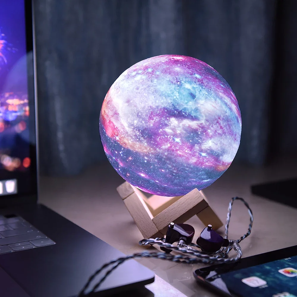 Dropshipping Amazon  2022 trending product Galaxy lamp 3D Lunar Night Light Remote Control 16 Colors for Kids gift