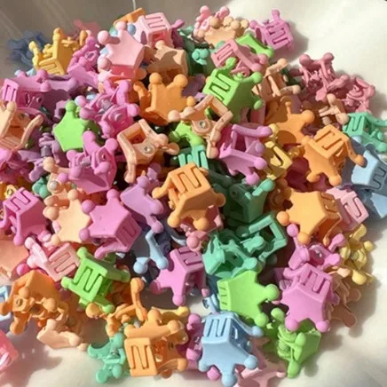 Cheap Hair Accessories 10pcs/set Mini Size Plastic Hair Claw Clip Colorful Multi Styles Flower Rabbit Crown Small Resin Hairgrip
