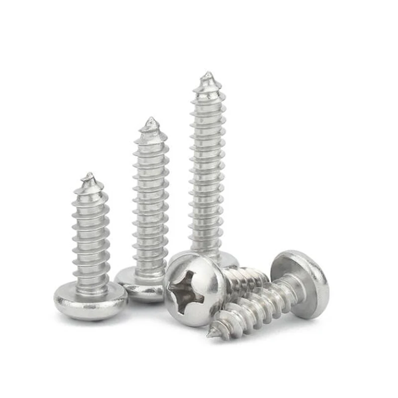 5mm B7 Carbon Steel Class Grade 4.8 8.8 10.9 12.9 Chrome Nickel Plated Cross Recessed Pan Round Head Wood Tapping Screw DIN7996