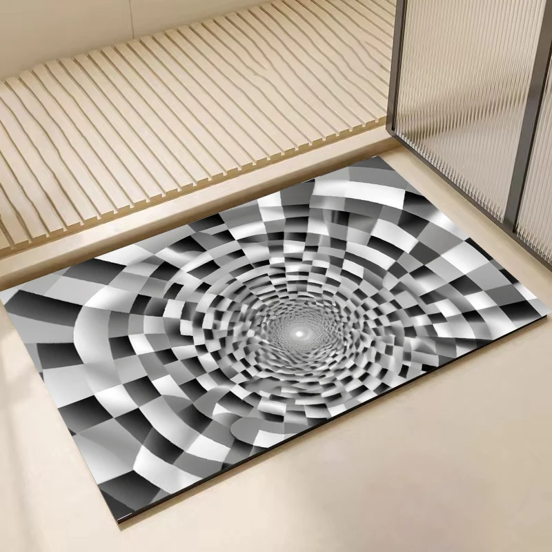 Vortex Optical Illusion Rug Bathroom Door Mat Absorbent Antislip Non-Slip Visual Door Mat