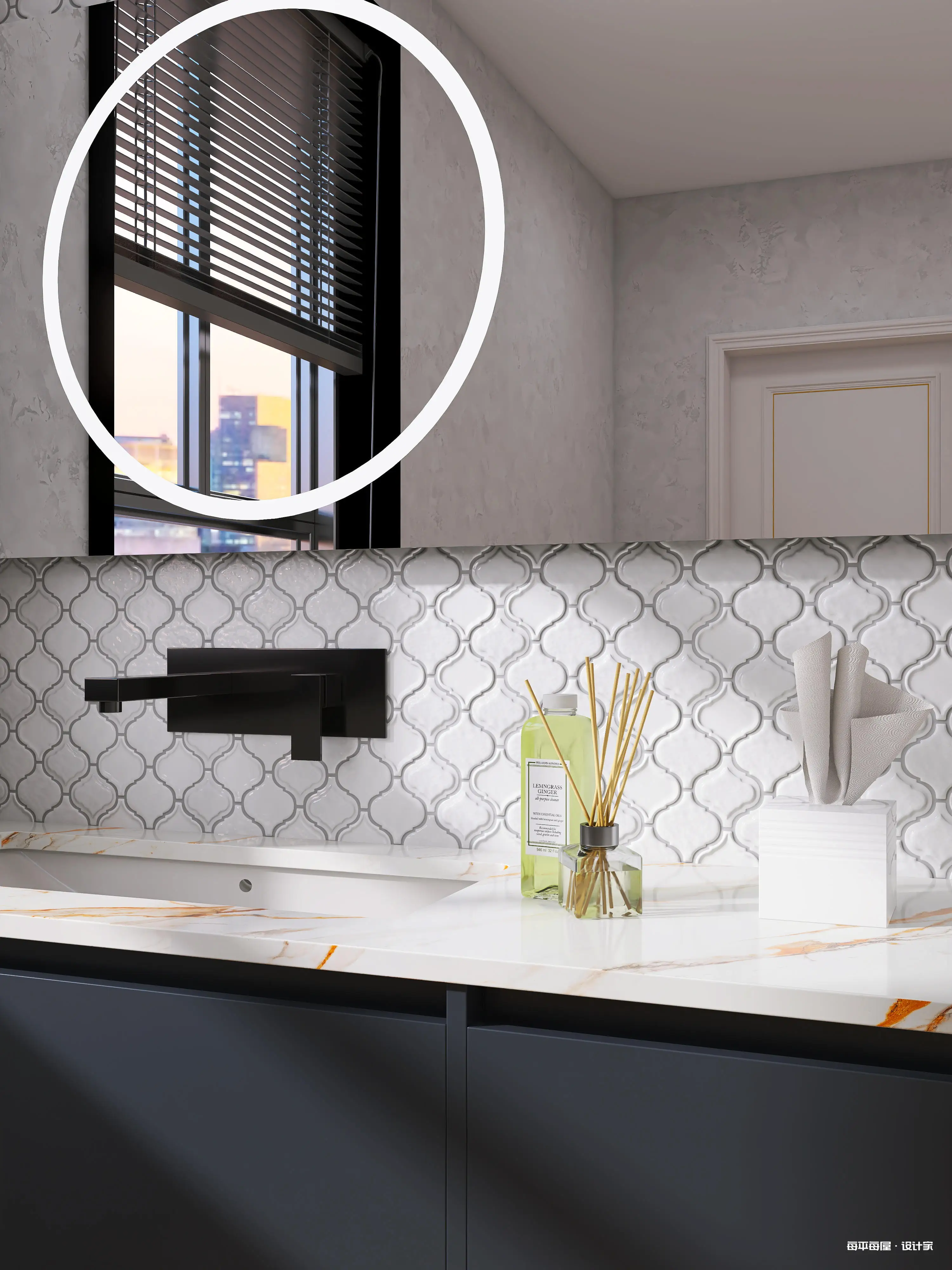 Fish Scale Marble Porcelain Like Glass Mosaics Tiles