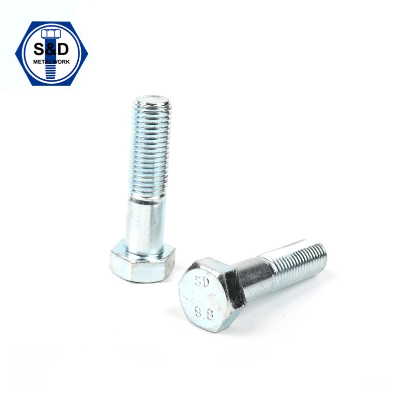 M20 H.D.G. hexagon head bolts DIN 933/anchor bolt grade 5.8 high temperature screws & nuts & bolts