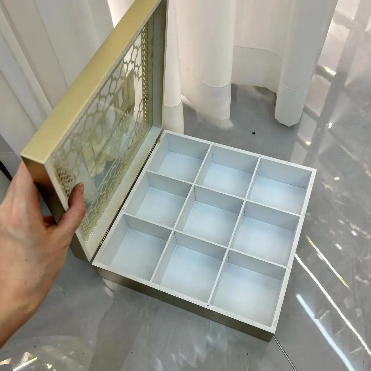 4 6 9 cube wooden muslim mosque moon snack box for islamic bakery packaging