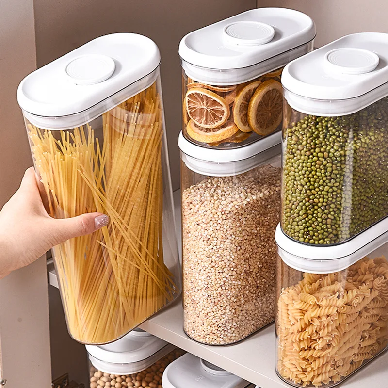 Waterproof Food Containers Dry Airtight Canisters with Plastic Sealable Jars Multifunction Food Bin Box Cereal Dispenser