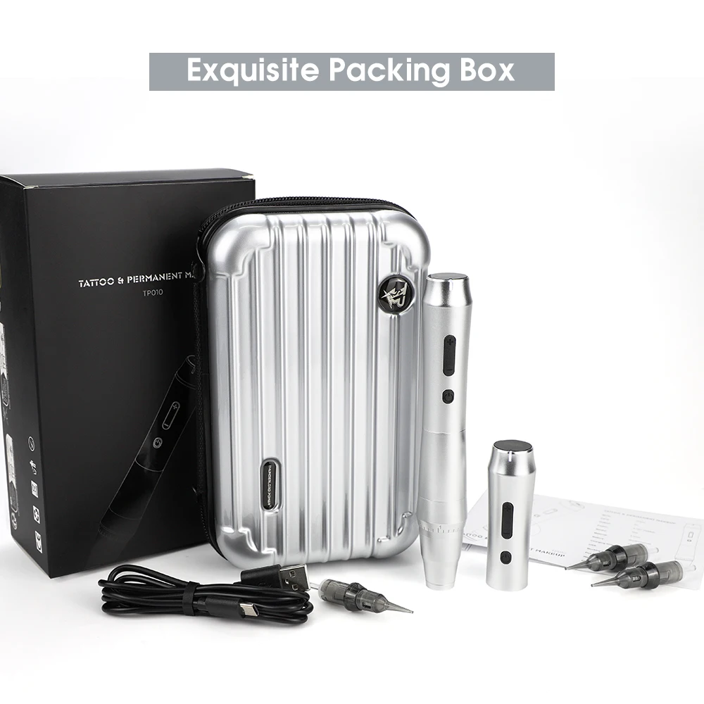 TP010 Rechargeable Wireless Tattoo Machine Rotary Dermografo Eyebrow Microblading Permanent Makeup Tattoo Pen Machine Wireless