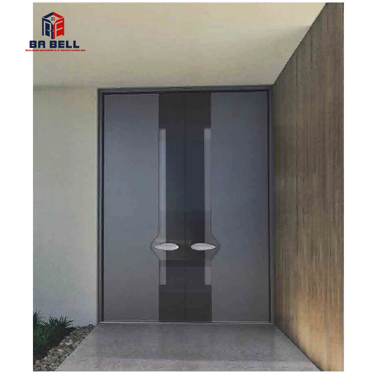 2020 new luxury entrance main door exterior villa steel with glass security  door entrance metal door foshan factory