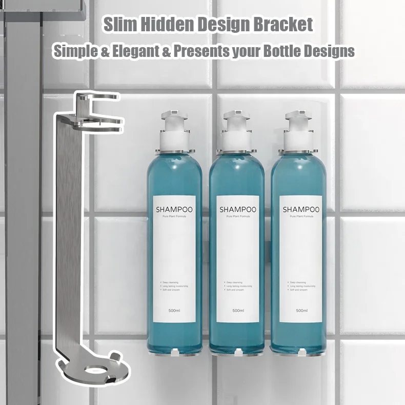 304 Stainless Steel Shampoo Bottle Soap Holder Hanger Rack Hotel Soap Dispenser Wall Bracket With Safety Lock