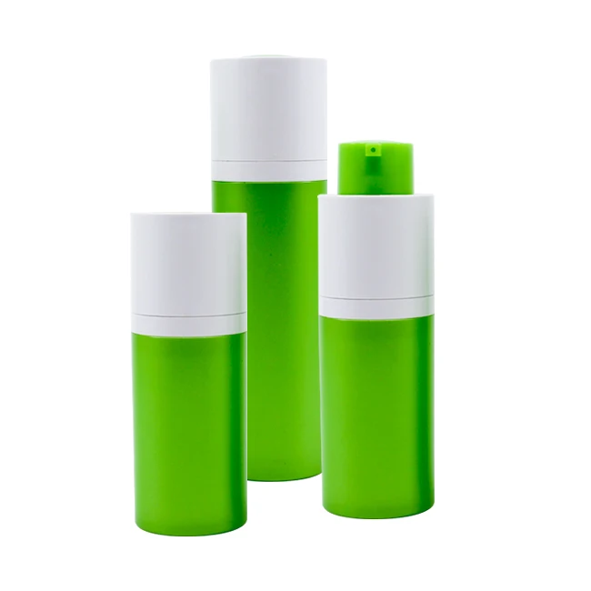 twist top 15ml 30ml 50ml green airless pump bottle anti age custom airless pump bottle good quality luxury airless twist bottle