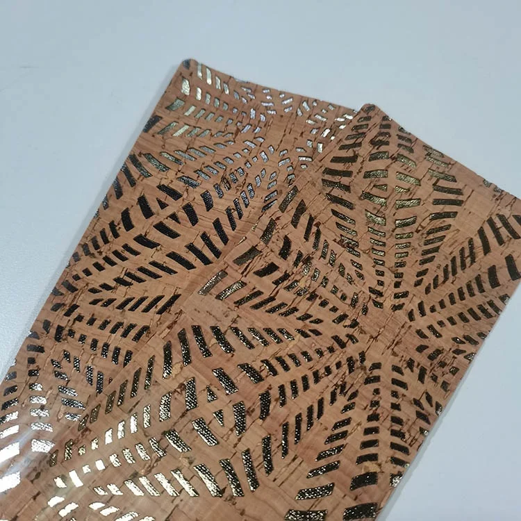 Portugal NaturalEco-Friendly Film Shiny Rainbow guilded bark cork leather fabric for shoes  bags decoration
