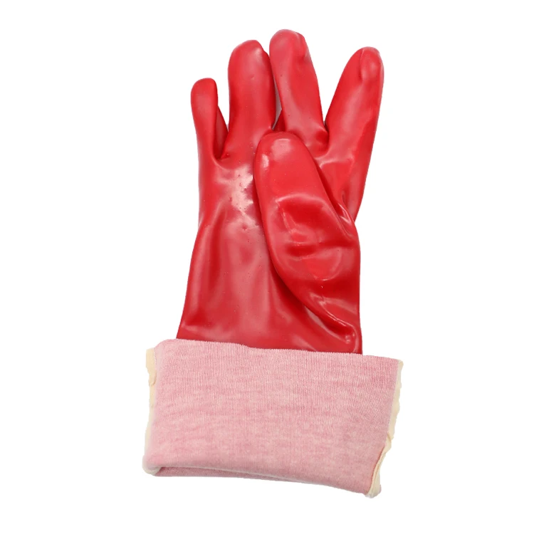 Thermal Oil & acid chemical resistant motocross Red PVC Industrial Gloves For Work