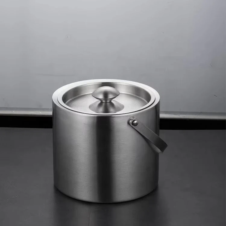 Hot Selling Portable Practical Double Ice Buckets Beverage Tubs Layer Straight Tube Handheld Ice Bucket Wine Bucket