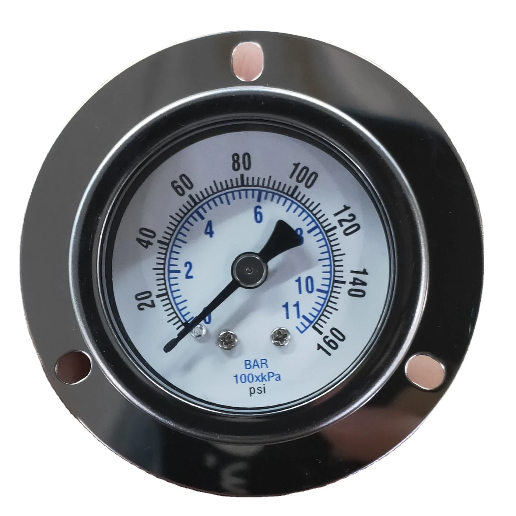 Favorable Price 1.5INCH L-OBD 18BSP 0-11BAR160PSI Black aluminum Pointer Liquid filled oil pressure gauge