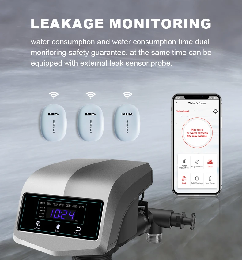 New Models IMRITA Multiport Automatic 2-3Ton Leak Prevention Monitoring Water Softener Valved Softener Control Valve