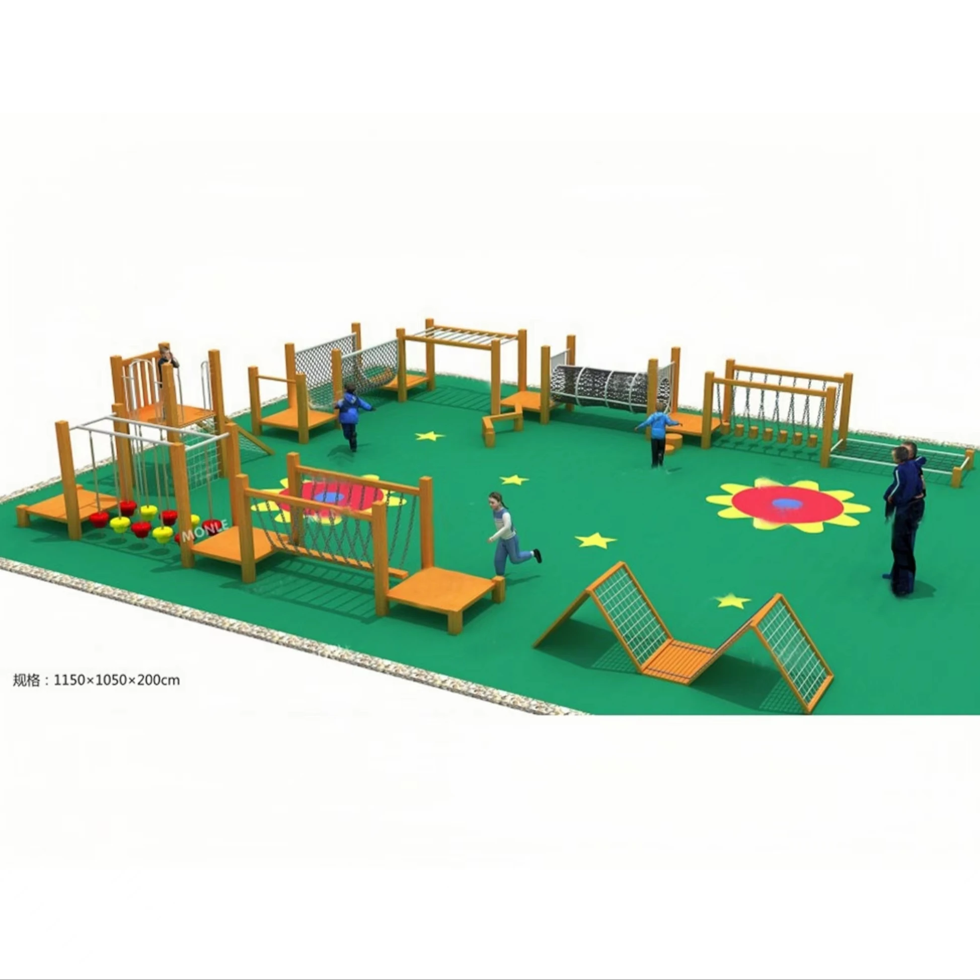 Customized Wooden Series Outdoor Adventure Fitness Playground Equipment for Kindergarten and Preschool