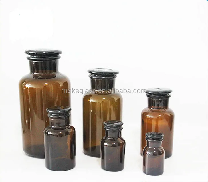 60ml 125ml 250ml 1000ml decorative amber apothecary glass jar with mouth