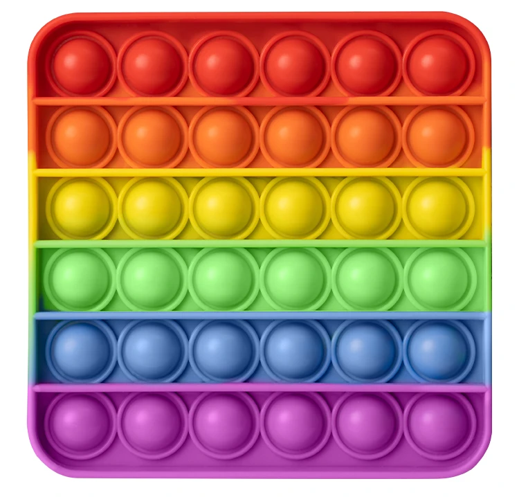 Rainbow Among Us Pop Push Bubble Fidget Toy Squeeze Popper Stress Reliever Pop Finger Silicone Sensory Decompression Toy