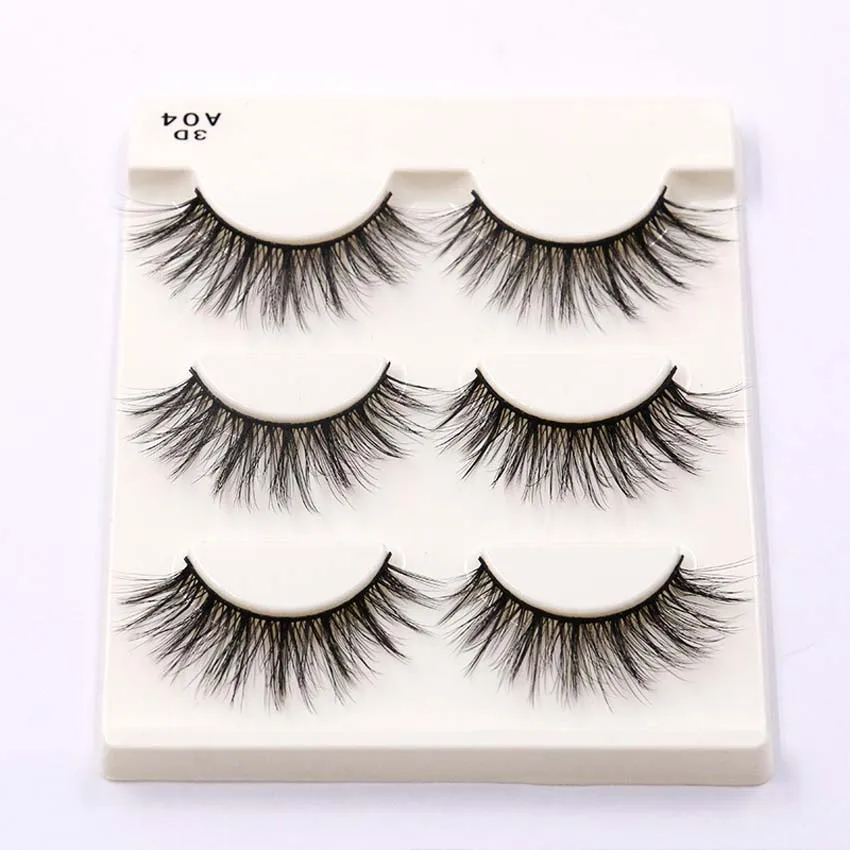3pair/set Wholesale Siberian Mink False Lashes Natural Makeup 3D Mink Eyelash