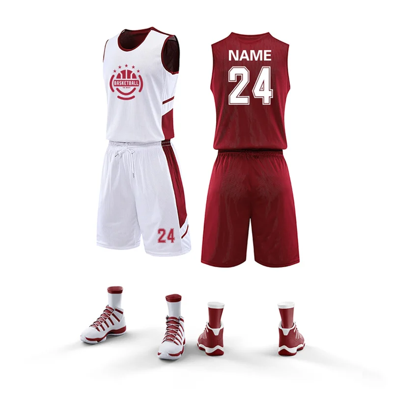 In Stock Best Style 100% Polyester Youth Basketball Reversible Uniform