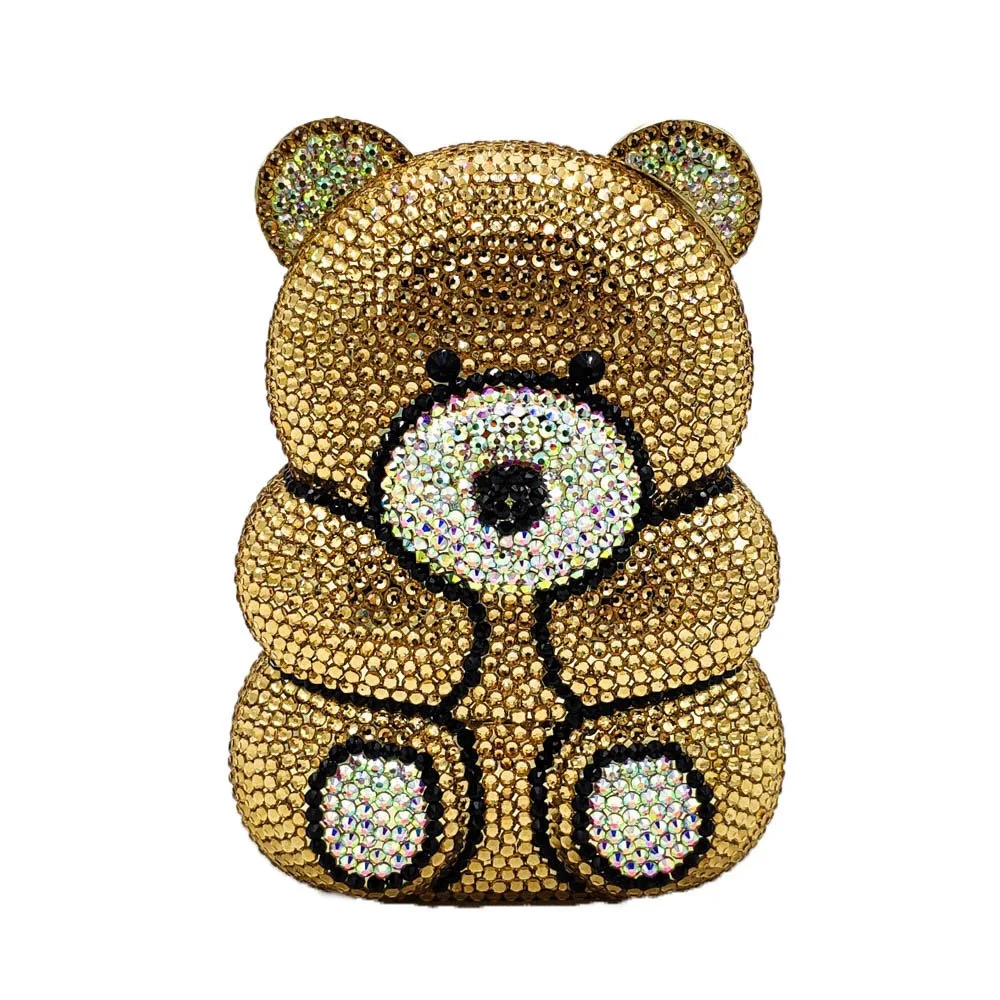 
High Quality Ladies Party Bear Rhinestone Clutch Evening Bags Women Bling Crystal Bear Clutch Bag Crystal Purse For Woman 