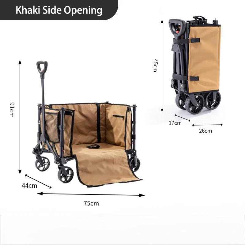 OEM Custom Camping Foldable Outdoor Wagon Cart Portable Trolley Folding Wagon Beach Cart With 4 Wheels