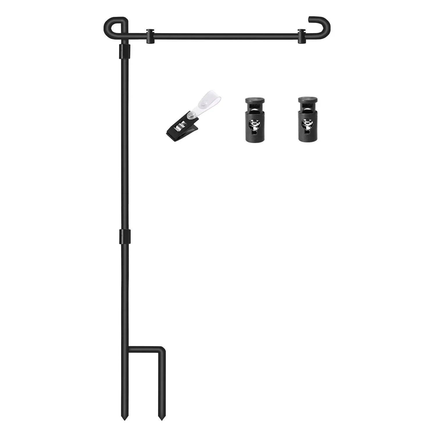 Decorative Garden Yard Flag  Metal Powder-Coated Weather Proof Flag Holder pole with Clip and Stopper Garden pole stand