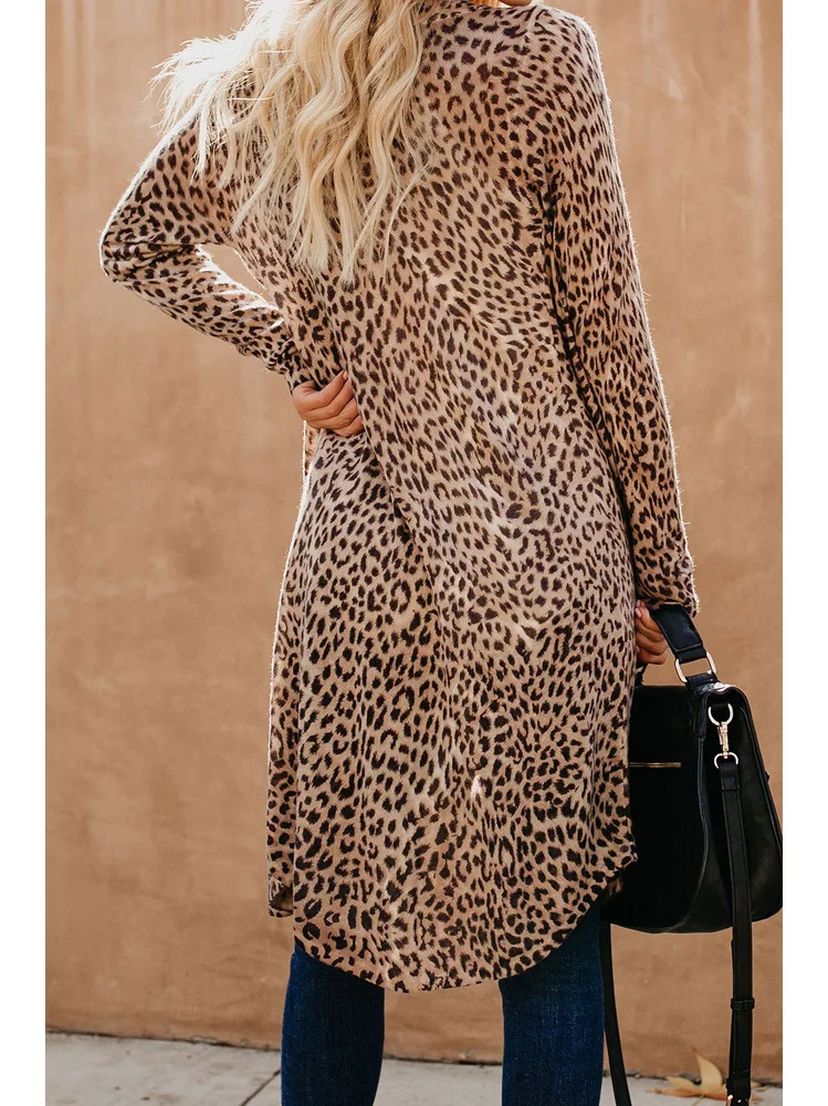 
New design autumn long sleeve casual leopard jackets women coats womens cardigan coat for wholesales 