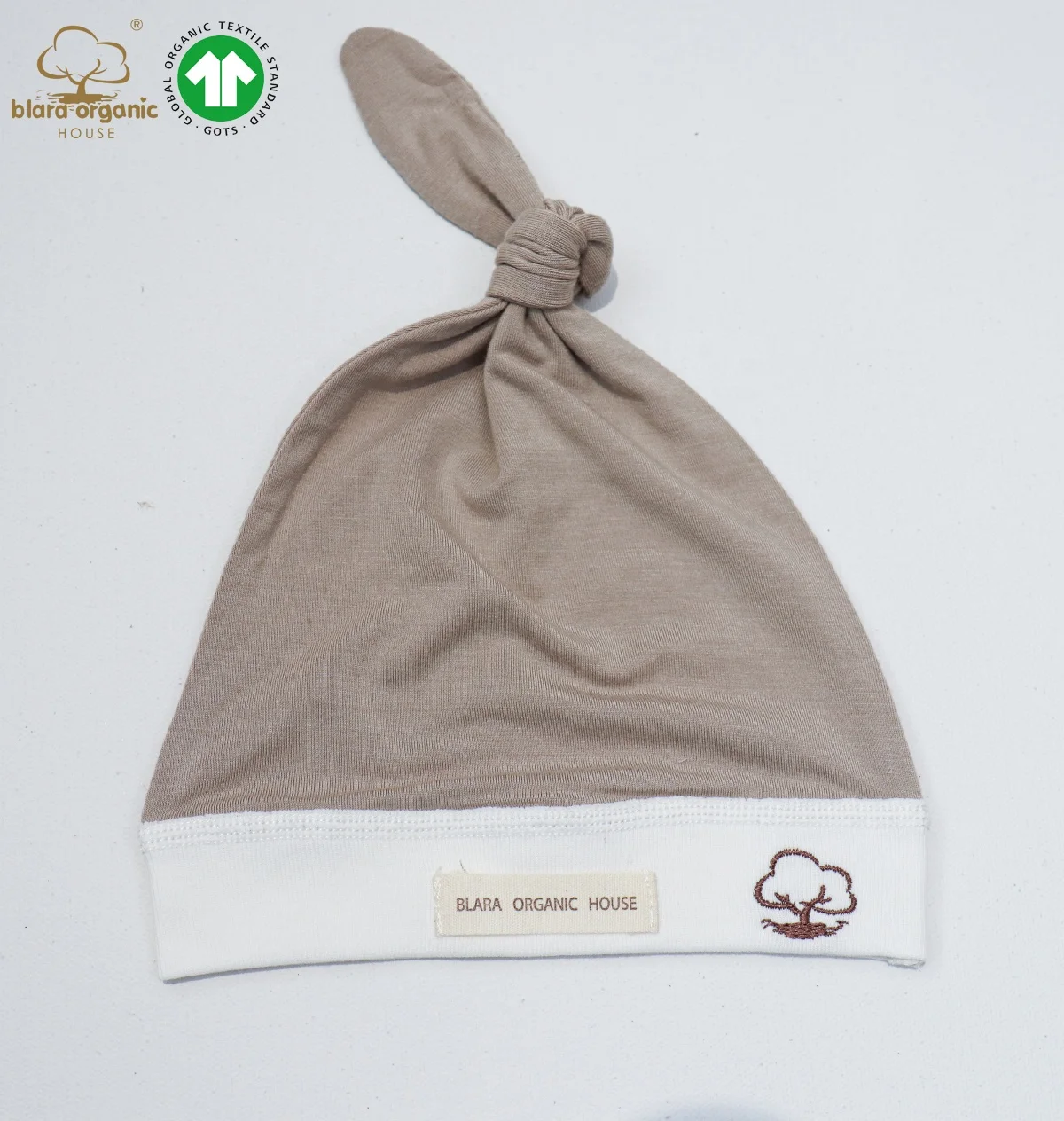 Personalized Knotted Cap Organic Knitted Embroidered Monogrammed Baby Hat