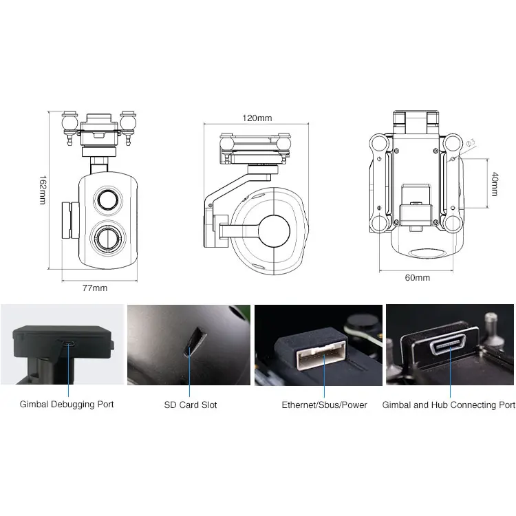 Dual Sensor 14X Optical Zoom 4K Camera EH314 TIR 3-axis Gimbal Thermal Camera for search and rescue Drone Aircraft UAV Foxtech