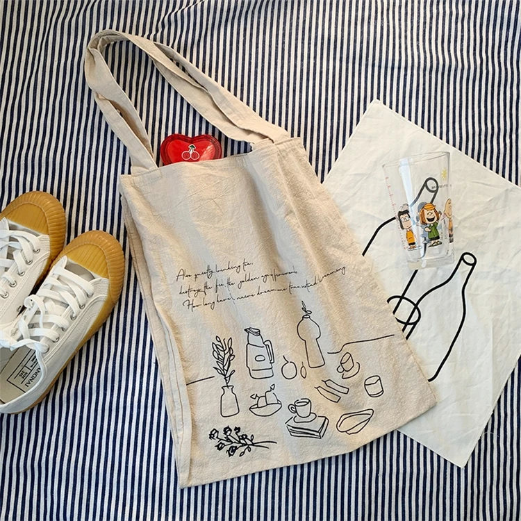 Chuanghua Custom tote bag with logo Small Size Nature 12oz Canvas Tote Bag With Zipper Mini Tote Bag Canvas Custom