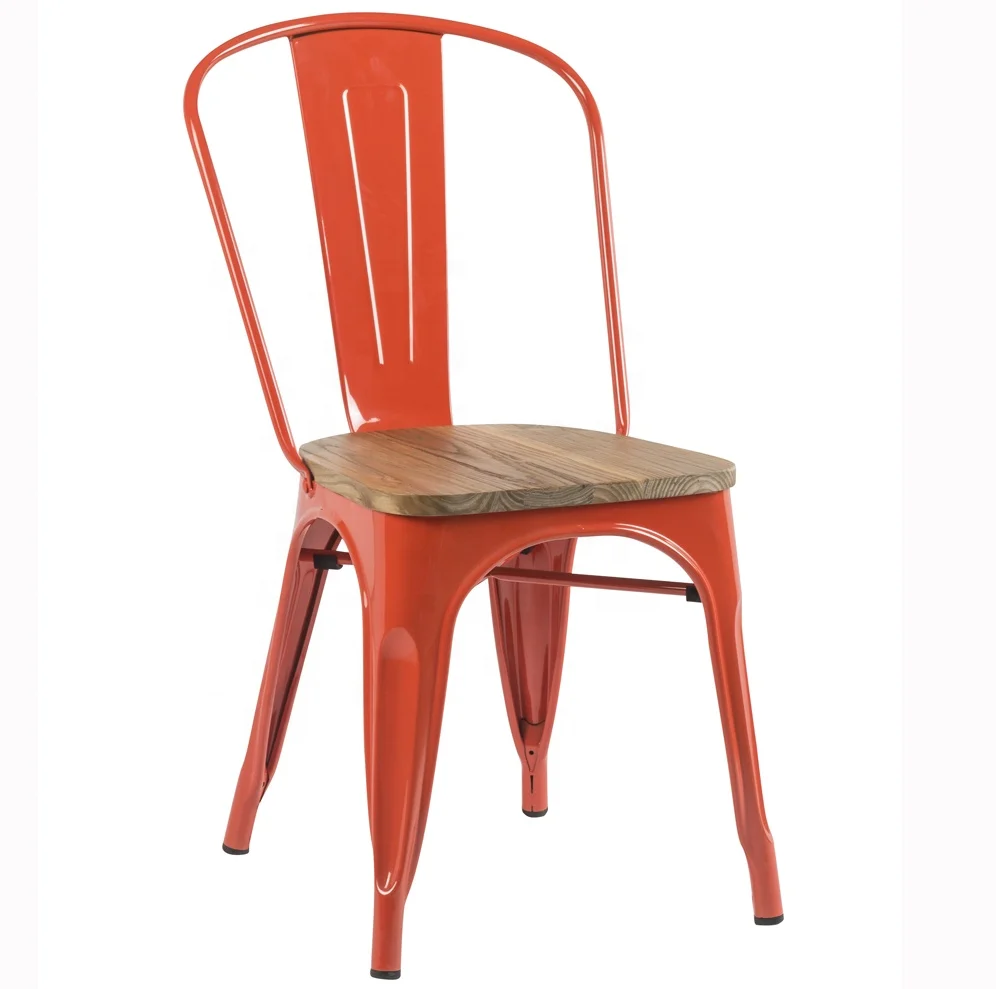 Free Sample Cheap Wholesale Industrial Restaurant Cafe Bistro Wood Seat Metal Chair