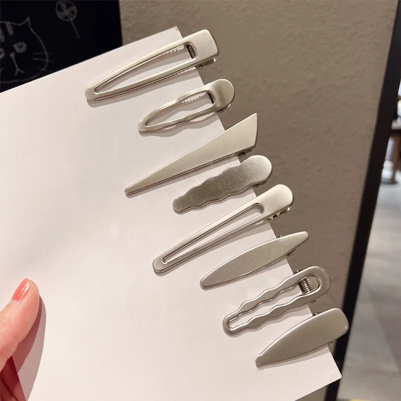 Eico Metal Hairpin Simple Geometric Shape Bangs Girl Hair Clips  One Line Duckbill Clip Accessories Women