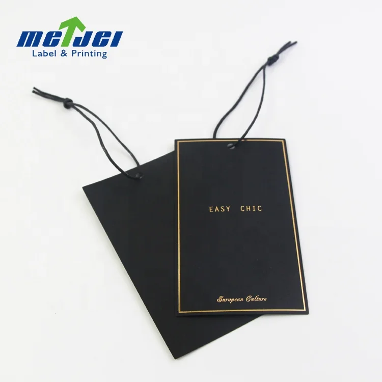 Custom Printing Brand Logo Hang Tag Cardboard Paper Tags For Clothes Recycled Garment Labels Swing Tag with String