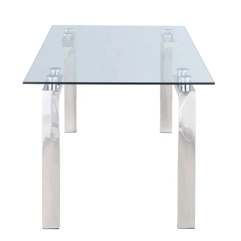 Modern glass dining tables stainless steel dining table room furniture manufacture wholesale